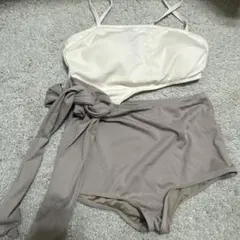 リボン付き水着セット ホワイト・ベージュ