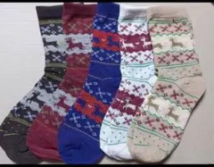 鹿柄ソックス5足セット