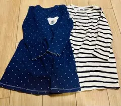 【BREEZE・NEXT】長袖ワンピース 100cm ネイビー・ストライプ