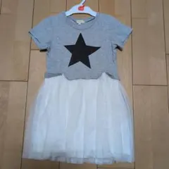 【Hushush】 星のワンポイント 　　　　　　半袖ワンピース 110