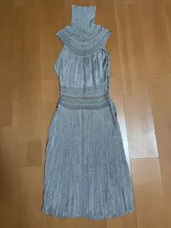 インポート　シルバー　ニット　ワンピース