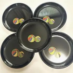 【和食器】山中漆器 　手毬柄皿5枚セットのサムネイル