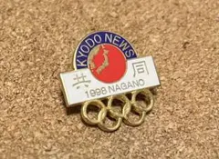 1998 長野オリンピック　メディア　共同通信　ピンバッジ