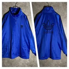 90s adidas アディダストラックジャケット ジャージ バックロゴ ブルー