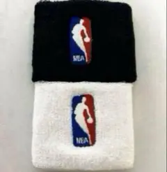 NBA ロゴ リストバンド ブラック ホワイト 2個セット