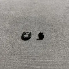 黒いピアスセット フープとスタッド