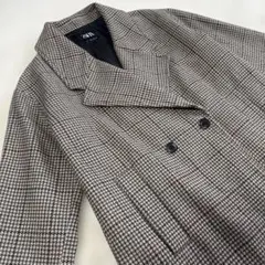 ZARA チェック柄　チェスターコート　S ブリティッシュ　ブラウン系
