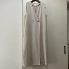 P01434 ドレスキップ　ストレッチロングジレ　ベージュのサムネイル