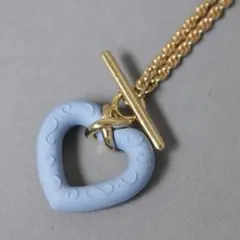 【良品】WEDGWOODウェッジウッド ネックレス オープンハート ライトブルー