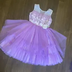パープル フラワー装飾 チュールドレス