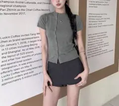 SHEIN シーイン ニット トップス グレー 半袖のサムネイル