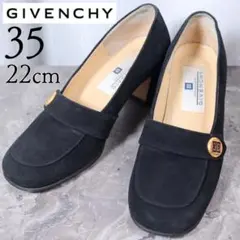 GIVENCHY 22 パンプス ローファー ロゴ 金具 チャンキーヒール 黒のサムネイル