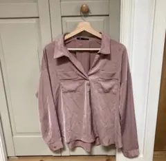 襟付き長袖シャツ　ピンク　LL XL