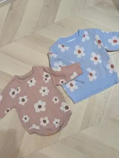 花柄ニットセーター 12-18M 2点セット　お揃い
