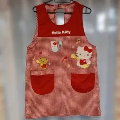 Hello Kitty エプロン 赤チェック 刺繍ワッペンのサムネイル