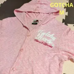 ガッチャ パーカー 半袖パーカー ボタンアップ フーディー M メンズ ピンクのサムネイル