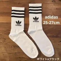 新品 アディダス ミッドクルー ソックス 1足 Mサイズ ホワイトxブラック
