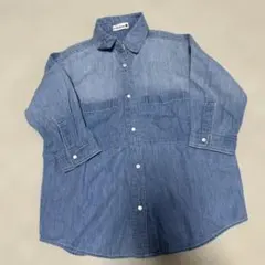 デニムブルー 長袖シャツ 2ポケット