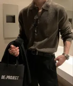 Otte コリアンシンプルニットポロシャツ