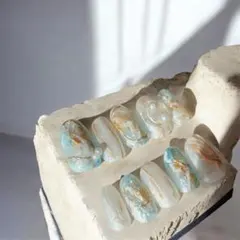 ニュアンスネイル☆ ネイルチップ ブライダル 振袖 成人式 卒業旅行 ブルー