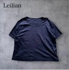 Leilian レリアン 半袖 カットソー ビジュー コットン ネイビー 15＋のサムネイル