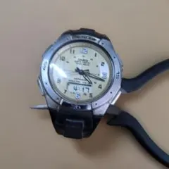 稼働品.CASIO デジタル電波ソーラー腕時計 シルバー/ブラック