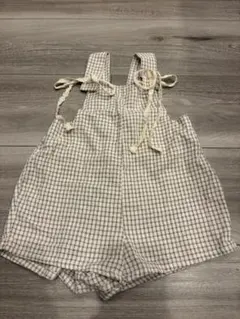 韓国子供服 アンシャーリー ギンガムチェック リボンサロペット 70-80