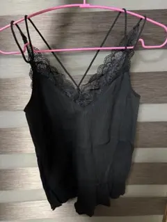 新品未使用リブ編み ブラック キャミソール