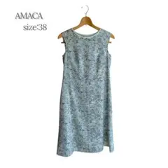 [美品] AMACA ペイズリー柄ノースリーブワンピース 上品 エレガントのサムネイル