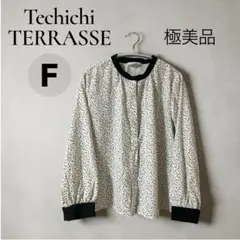 【極美品】テチチテラス 総柄ブラウス フリーサイズ バイカラー ホワイトのサムネイル