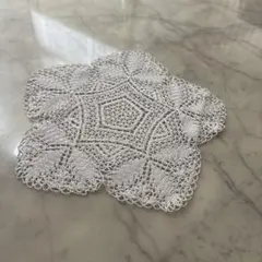 フランス　アンティーク　ヴィンテージ　ドイリー　ホワイト　手編み