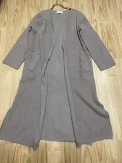 スローブイエナ リブ編み ベージュ ロングカーディガン