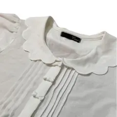 ⭐️美品⭐️ノーブランドフリル襟レース袖レース裾ブラウスオフホワイトMサイズ