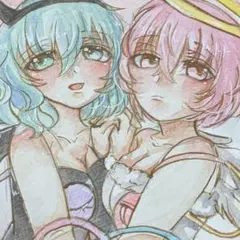 東方Project 古明地こいし 古明地さとり ファンアート 一点物 色紙 原画