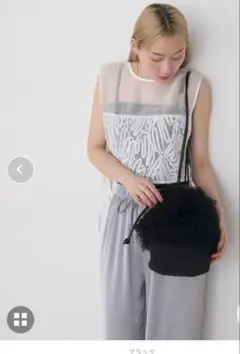 【forksy.】チュールドッキング メッシュ巾着バッグ