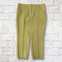 テーパードパンツ クロップド ストレッチスラックス ベージュ 大きいサイズ 上品