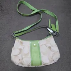 COACH 2WAY ショルダーバッグ  ベージュ グリーン