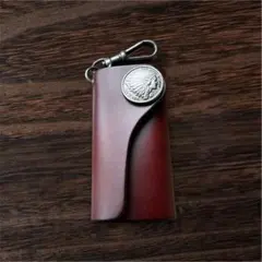 【新品】ダークレザー キーケース スナップボタン付き メンズ
