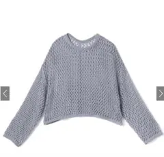 グレー クロップドニット 長袖