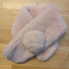 【美品】ZARAピンク ポンポン付きファーマフラー