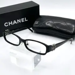 CHANEL メガネ 美品 カメリア フレーム 箱付き レンズなし ブラック 