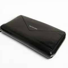 BALENCIAGA ペーパー ラウンドジップ 長財布 ブラック レザー - メルカリ
