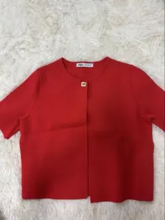 ZARA プレーンニットクロップドカーディガン