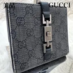 ✨美品✨グッチ　二つ折り　ジャッキー　スプリーム　GG柄　キャンバス　灰色のサムネイル