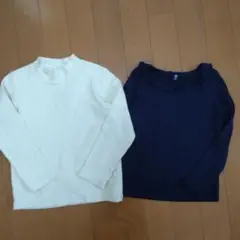 110サイズ ホワイト ネイビー 長袖カットソー
