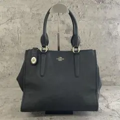 美品✨️コーチ トートバッグ 肩がけ ターンロック 3層 レザー 黒 