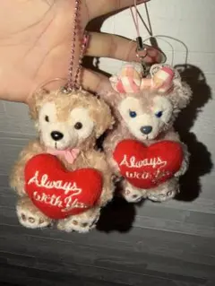 ダッフィーシェリーメイストラップ Disney シェリーメイ ぬいぐるみストラップ ダッフィーのハート