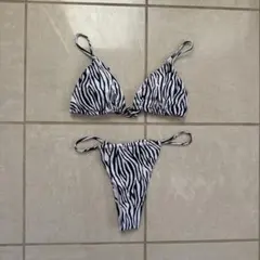 ゼブラ柄 セパレートビキニ ホワイト/ブラック