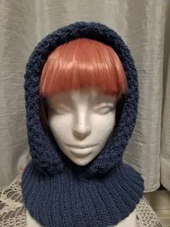 ハンドメイド かぎ針編み フード付きマフラー バラクラバ