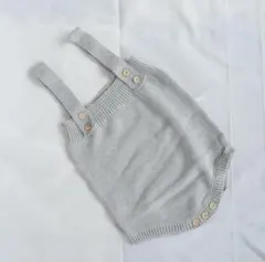 韓国風 ベビー服 サロペット 80 くすみグレー ニット ベビー ロンパース
